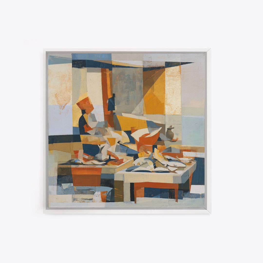 Fish Market Scene Canvas Print, Expressionist Art, Modern Decor, Living Room Decor, Abstract Art, Expression, Wall Decor, EXP-1x1-94