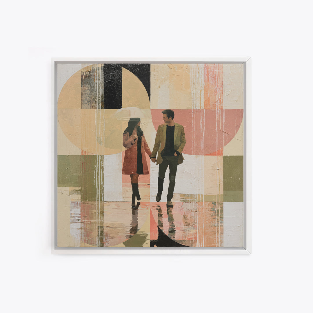 Couple Walking Through Rain Canvas Print, Expressionist Art, Fine Art Print, Living Room Decor, Fine Art, Expression, EXP-1x1-95