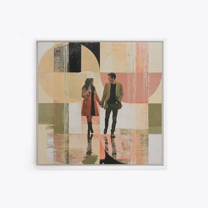 Couple Walking Through Rain Canvas Print, Expressionist Art, Fine Art Print, Living Room Decor, Fine Art, Expression, EXP-1x1-95