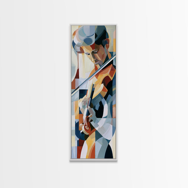 Violinist Painted in Electric Brush Marks Canvas Print, Expressionist Art, Colorful Wall Art, Living Room Decor, Expression, EXP-1x3-1