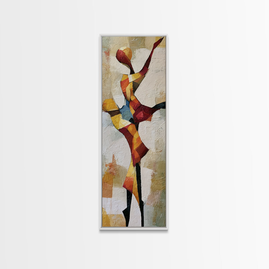 Dancer Figure Fractured into Vibrant Movement Canvas Print, Expressionist Art, Home Decor, Living Room Decor, Expression, EXP-1x3-16