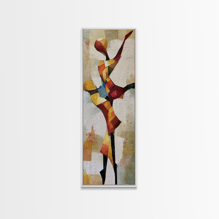 Dancer Figure Fractured into Vibrant Movement Canvas Print, Expressionist Art, Home Decor, Living Room Decor, Expression, EXP-1x3-16
