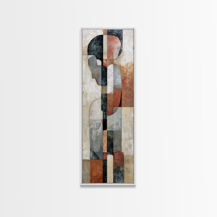 Seated Figure with Raw Gestural Outlines Framed Canvas Print, Expressionist Art, Abstract Art, Living Room Decor, Expression, EXP-1x3-19
