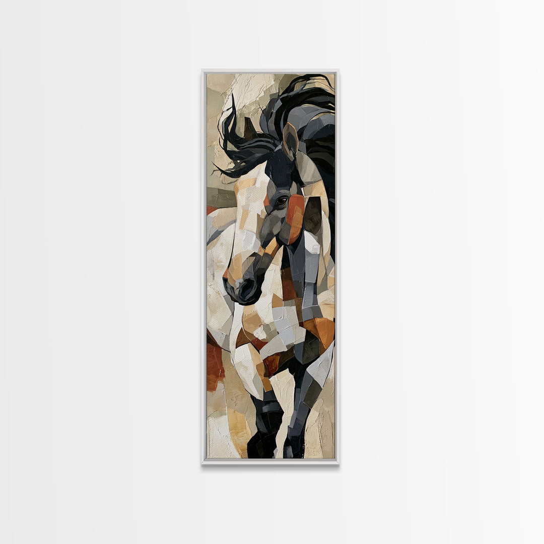Expressionist Horse in Motion with Wild Mane Canvas Print, Expressionist Art, Minimalist Wall Art, Living Room Decor, EXP-1x3-22