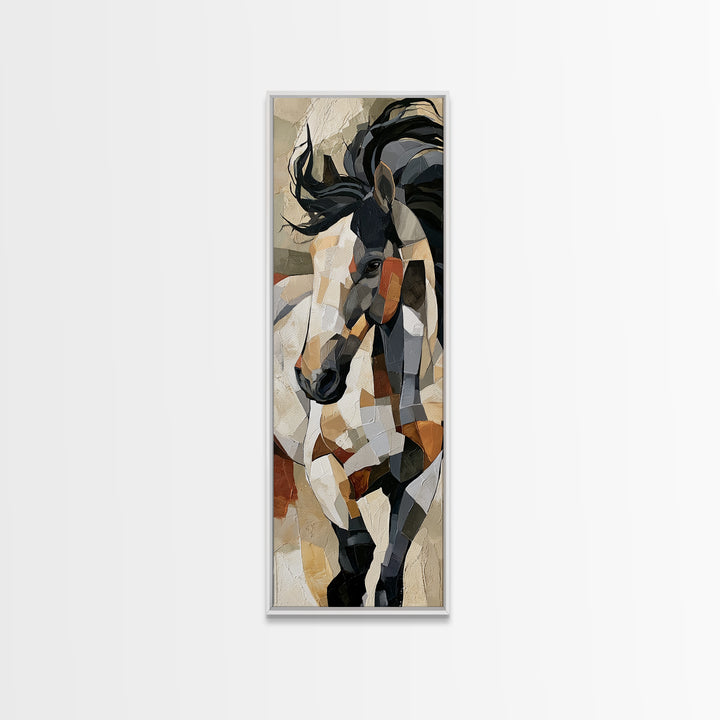 Expressionist Horse in Motion with Wild Mane Canvas Print, Expressionist Art, Minimalist Wall Art, Living Room Decor, EXP-1x3-22