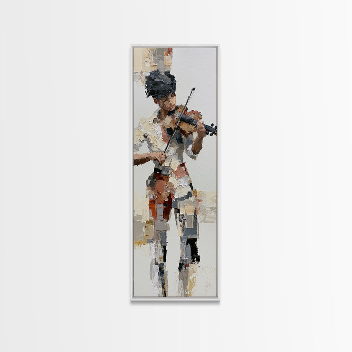 Violinist Painted in Electric Brush Marks Canvas Print, Expressionist Art, Digital Wall Art, Living Room Decor, Expression, EXP-1x3-25
