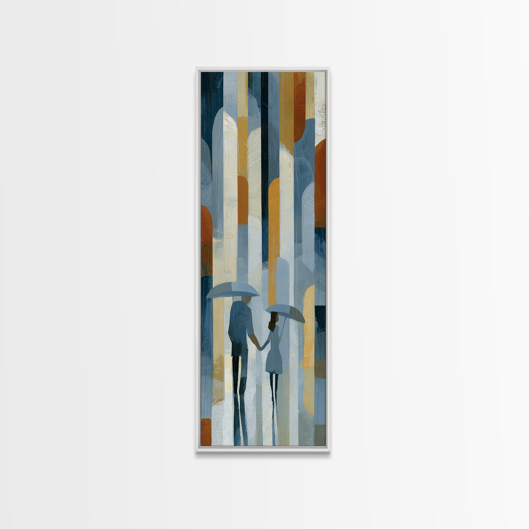 Couple Walking Through Rain Canvas Print, Expressionist Art, Large Wall Art, Living Room Decor, Fine Art, Expression, EXP-1x3-35