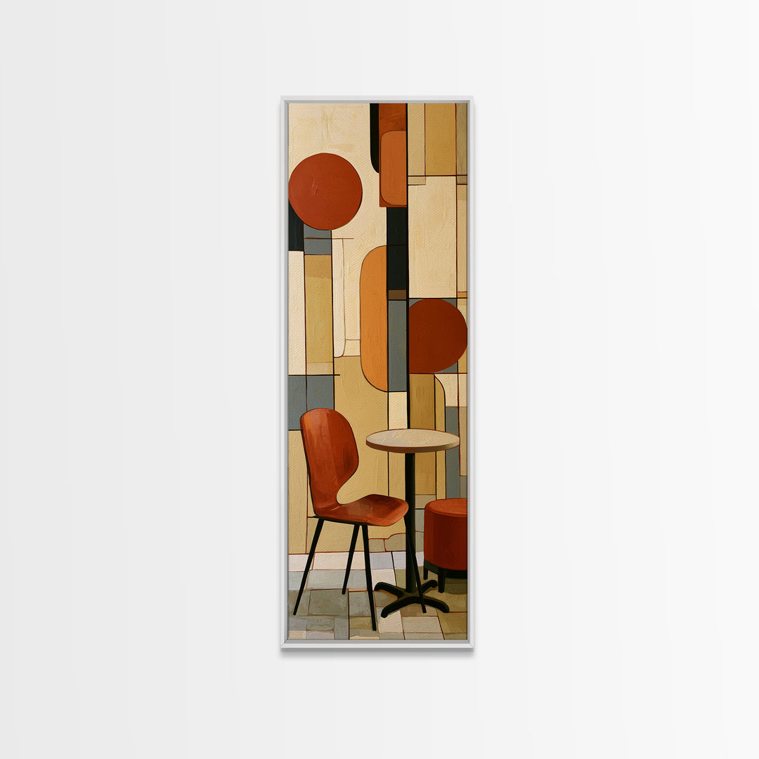 Lonely Caf Table Canvas Print, Expressionist Art, Blue Wall Art, Living Room Decor, Fine Art, Expression, Luxury Decor, EXP-1x3-41