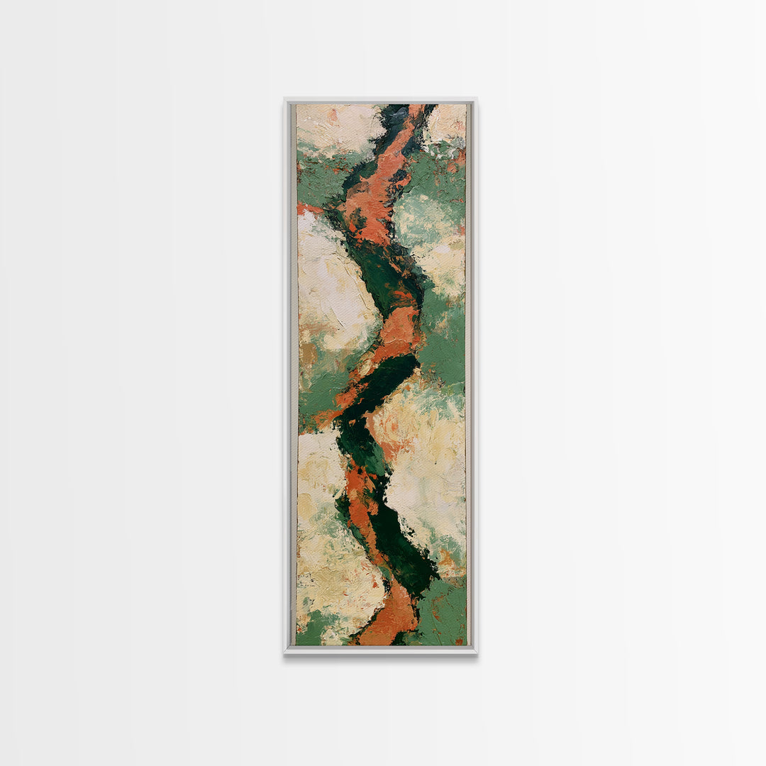 Garden Path with Thick Green and Orange Canvas Print, Expressionist Art, Fine Art Print, Living Room Decor, Expression, EXP-1x3-50