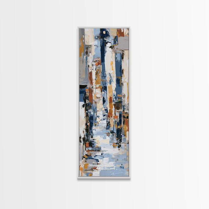 Distorted City Street Framed Canvas Print, Expressionist Art, Painting, Living Room Decor, Expression, Abstract Wall Art, EXP-1x3-61