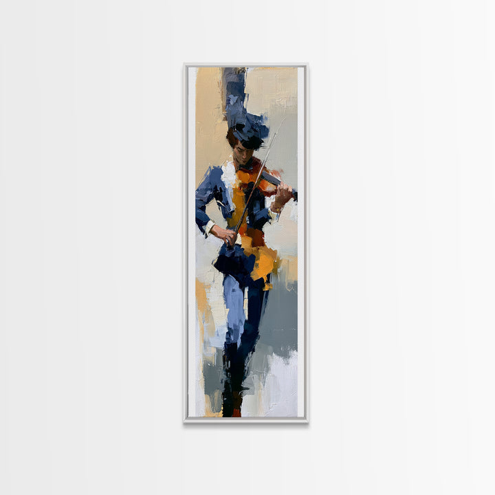 Violinist Painted in Electric Brush Marks Canvas Print, Expressionist Art, Abstract Art, Living Room Decor, Expression, EXP-1x3-73