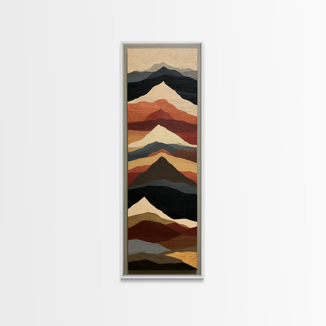 Mountain Landscape in Vibrating Color Bands Canvas Print, Expressionist Art, Unique Wall Art, Living Room Decor, Expression, EXP-1x3-81