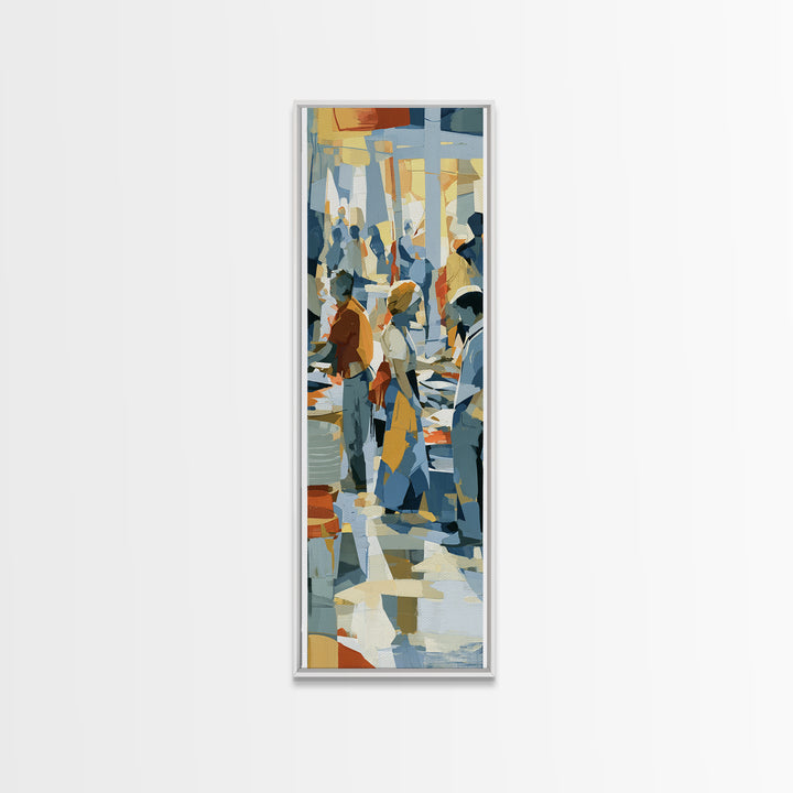 Fish Market Scene Canvas Print, Expressionist Art, Boho Decor, Living Room Decor, Fine Art, Expression, Digital Prints, EXP-1x3-82