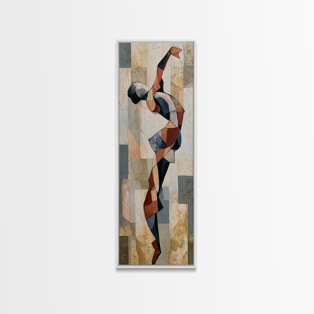 Dancer Figure Fractured into Vibrant Movement Canvas Print, Expressionist Art, Modern Art, Living Room Decor, Oil Painting, EXP-1x3-88