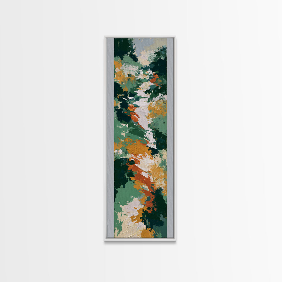 Garden Path with Thick Green and Orange Canvas Print, Expressionist Art, Textured Painting, Living Room Decor, Expression, EXP-1x3-98