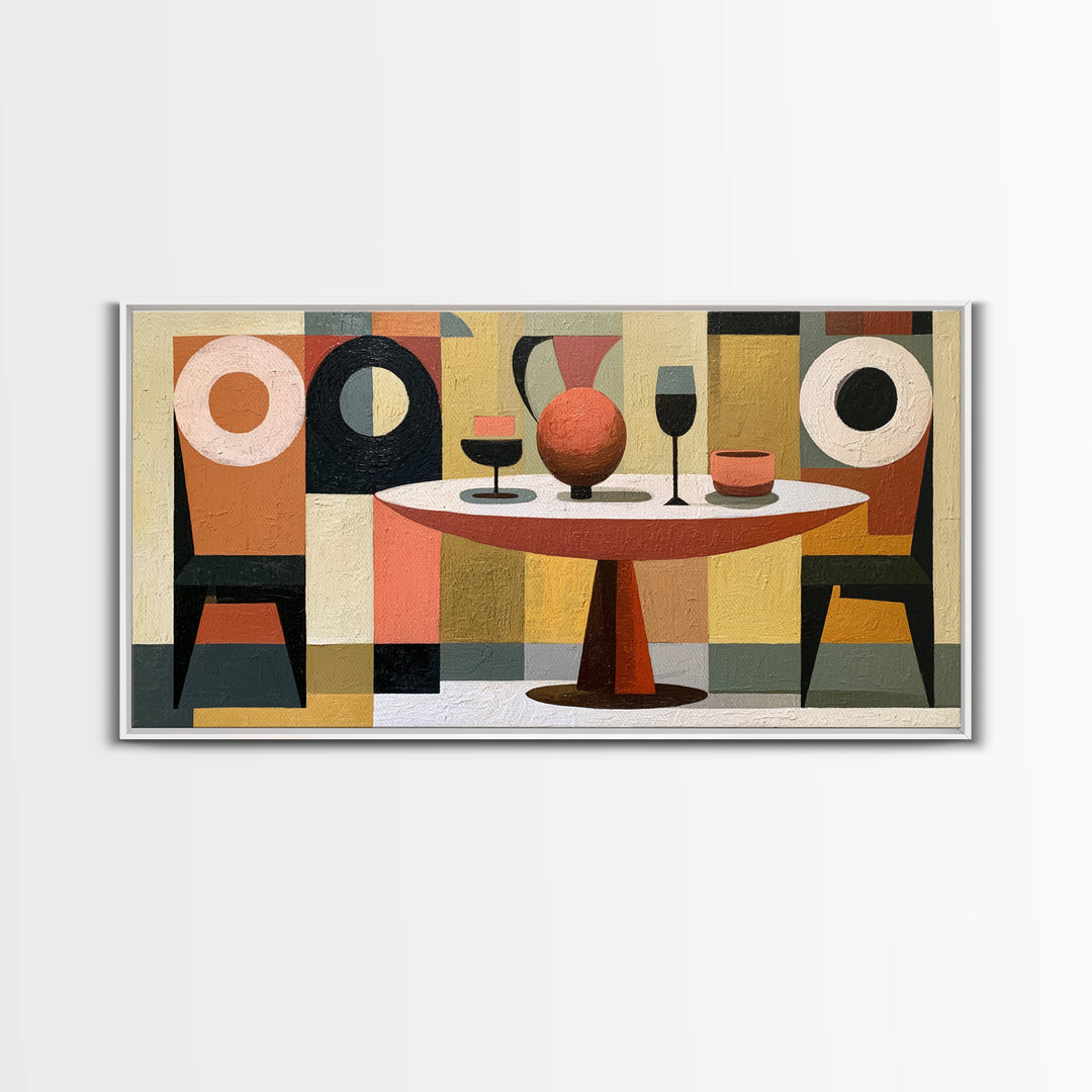 Lonely Caf Table Framed Canvas Print, Expressionist Art, Printable Wall Art, Living Room Decor, Fine Art, Expression, EXP-2x1-25