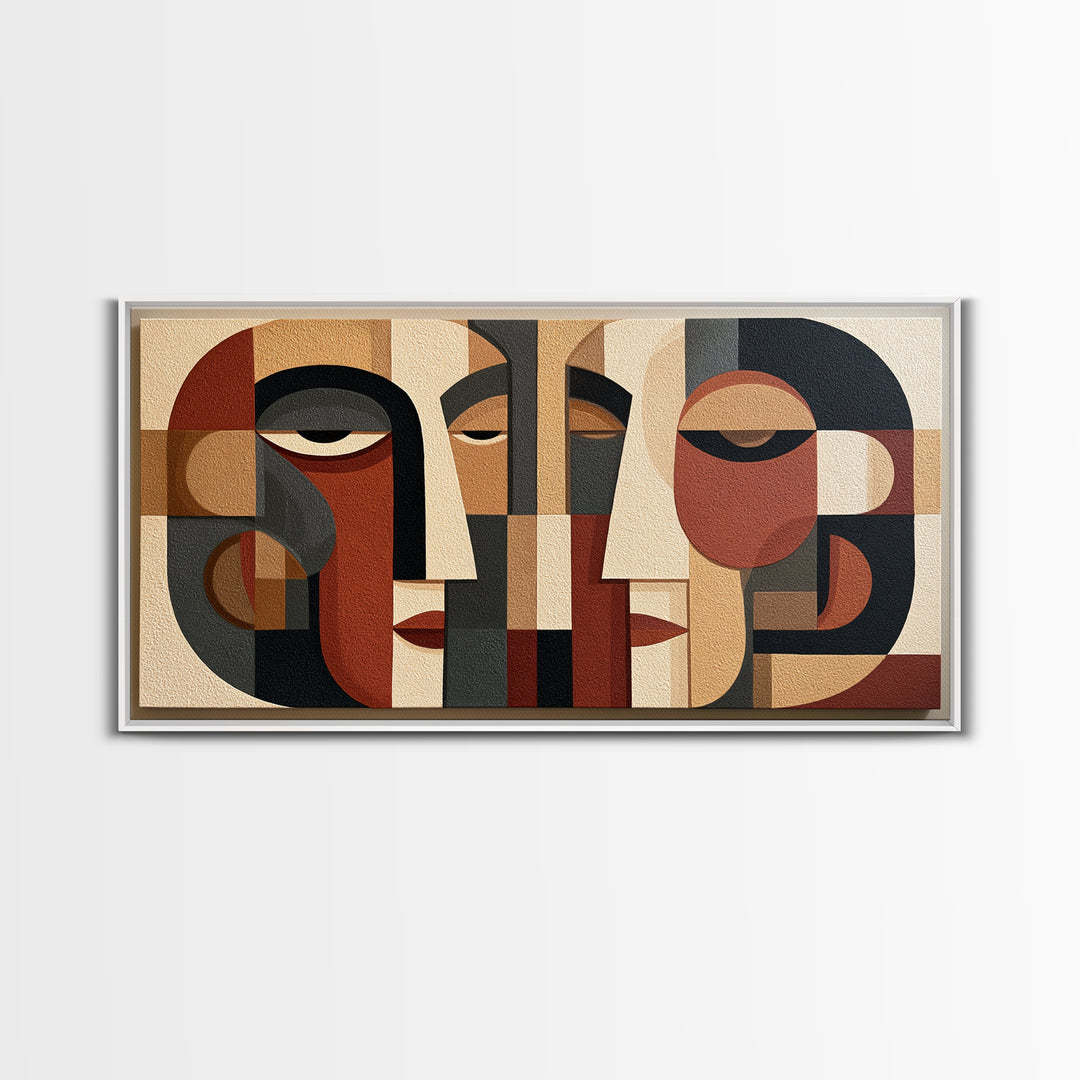 Abstract Face Split by Contrasting Emotions Canvas Print, Expressionist Art, Large Wall Art, Living Room Decor, Expression, EXP-2x1-31