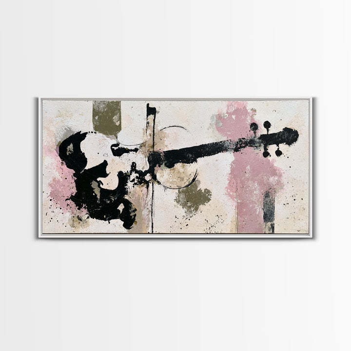 Violinist Painted in Electric Brush Marks Framed Canvas Print, Expressionist Art, Painting, Living Room Decor, Expression, EXP-2x1-33