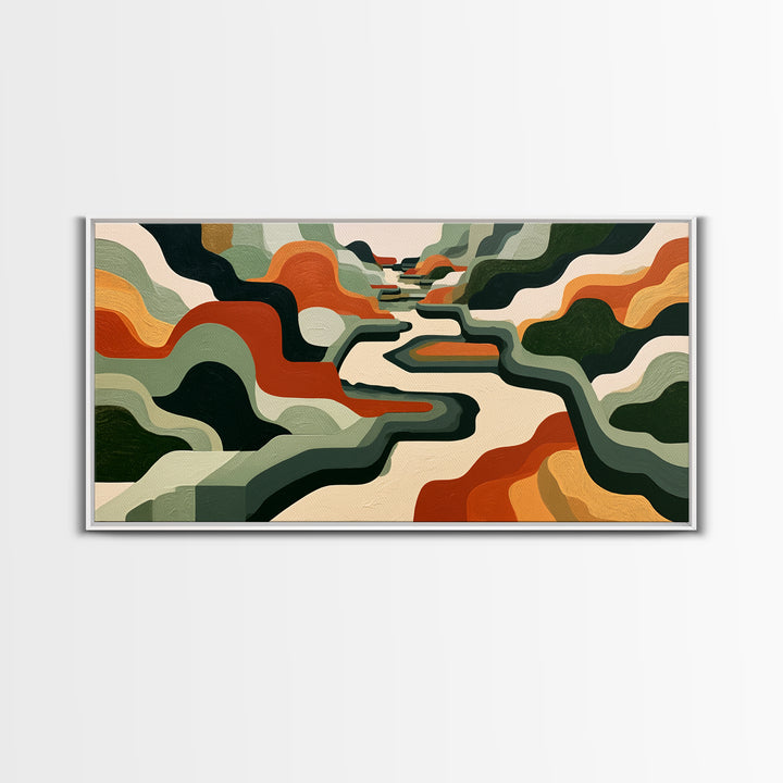 Garden Path with Thick Green and Orange Canvas Print, Expressionist Art, Contemporary Art, Living Room Decor, Expression, EXP-2x1-34