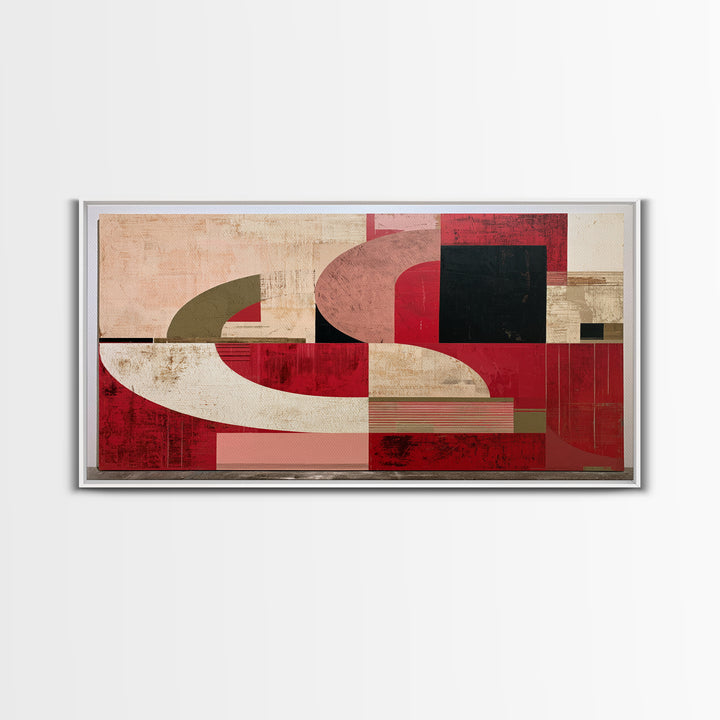 Red Room Interior Abstraction Without Realistic Furniture Canvas Print, Expressionist Art, Digital Art, Living Room Decor, EXP-2x1-39