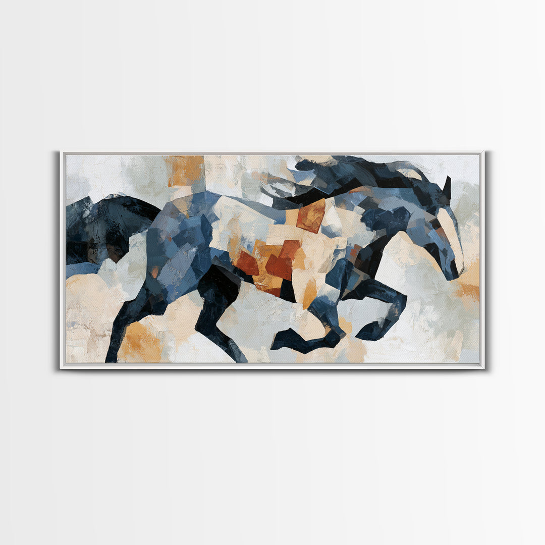 Expressionist Horse in Motion with Wild Mane Canvas Print, Expressionist Art, Painting, Living Room Decor, Fine Art, Expression, EXP-2x1-54