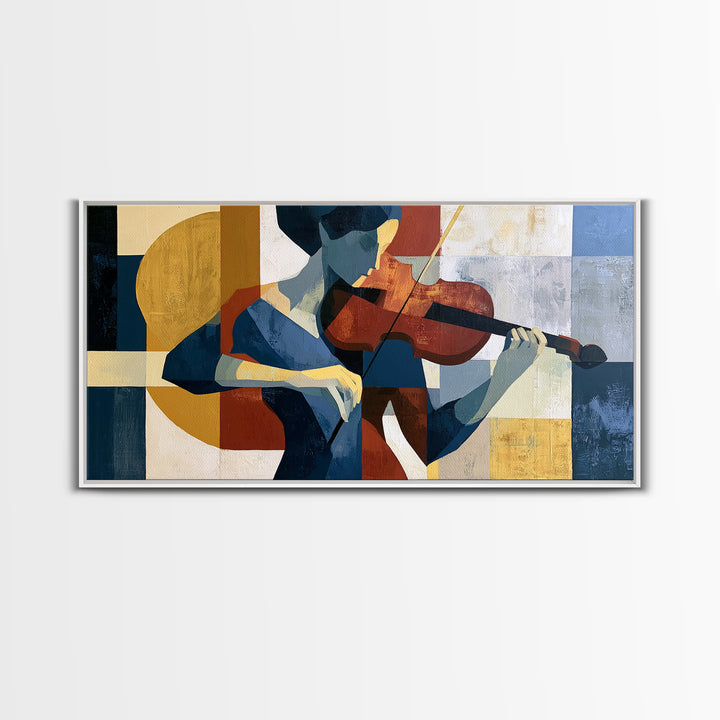 Violinist Painted in Electric Brush Marks Canvas Print, Expressionist Art, Digital Wall Art, Living Room Decor, Expression, EXP-2x1-57