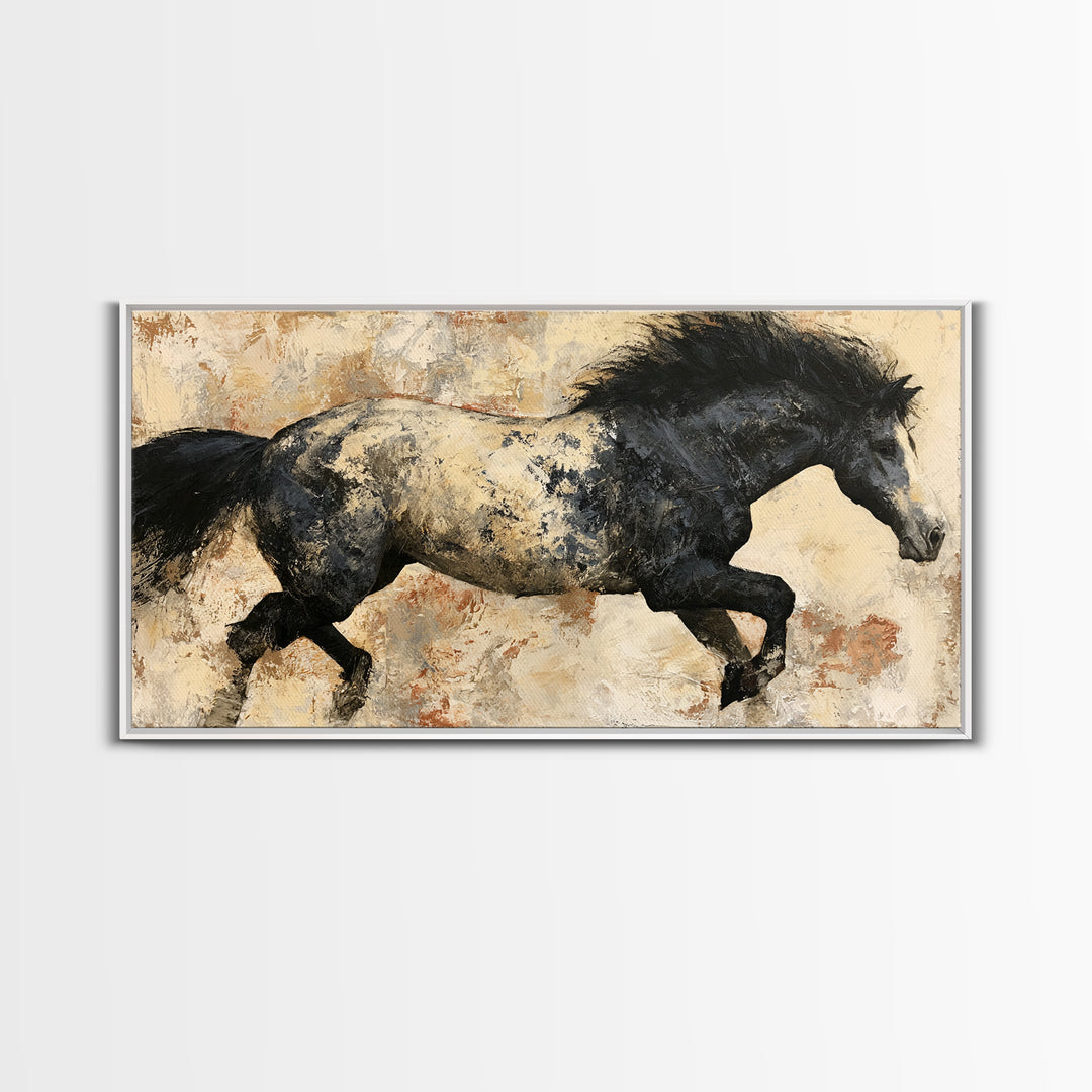 Expressionist Horse in Motion with Wild Mane Canvas Print, Expressionist Art, Minimalist Decor, Living Room Decor, Expression, EXP-2x1-6