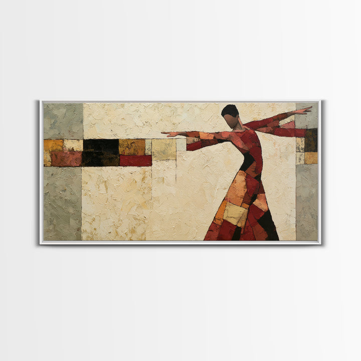 Dancer Figure Fractured into Vibrant Movement Canvas Print, Expressionist Art, Digital Wall Art, Living Room Decor, Expression, EXP-2x1-72