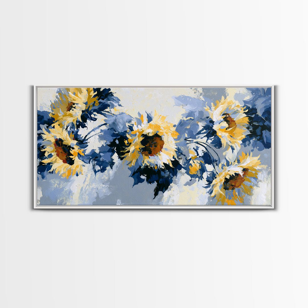 Sunflowers Twisting in Intense Painted Energy Canvas Print, Expressionist Art, Abstract Wall Art, Living Room Decor, Expression, EXP-2x1-76