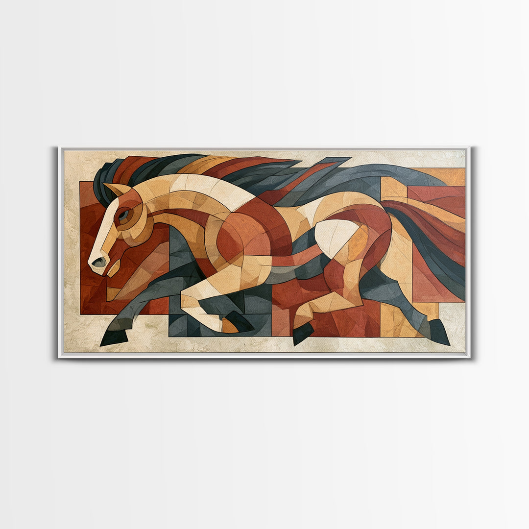 Expressionist Horse in Motion with Wild Mane Canvas Print, Expressionist Art, Painting, Living Room Decor, Fine Art, Expression, EXP-2x1-78
