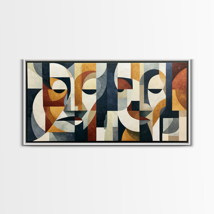Abstract Face Split by Contrasting Emotions Canvas Print, Expressionist Art, Downloadable Prints, Living Room Decor, Expression, EXP-2x1-79