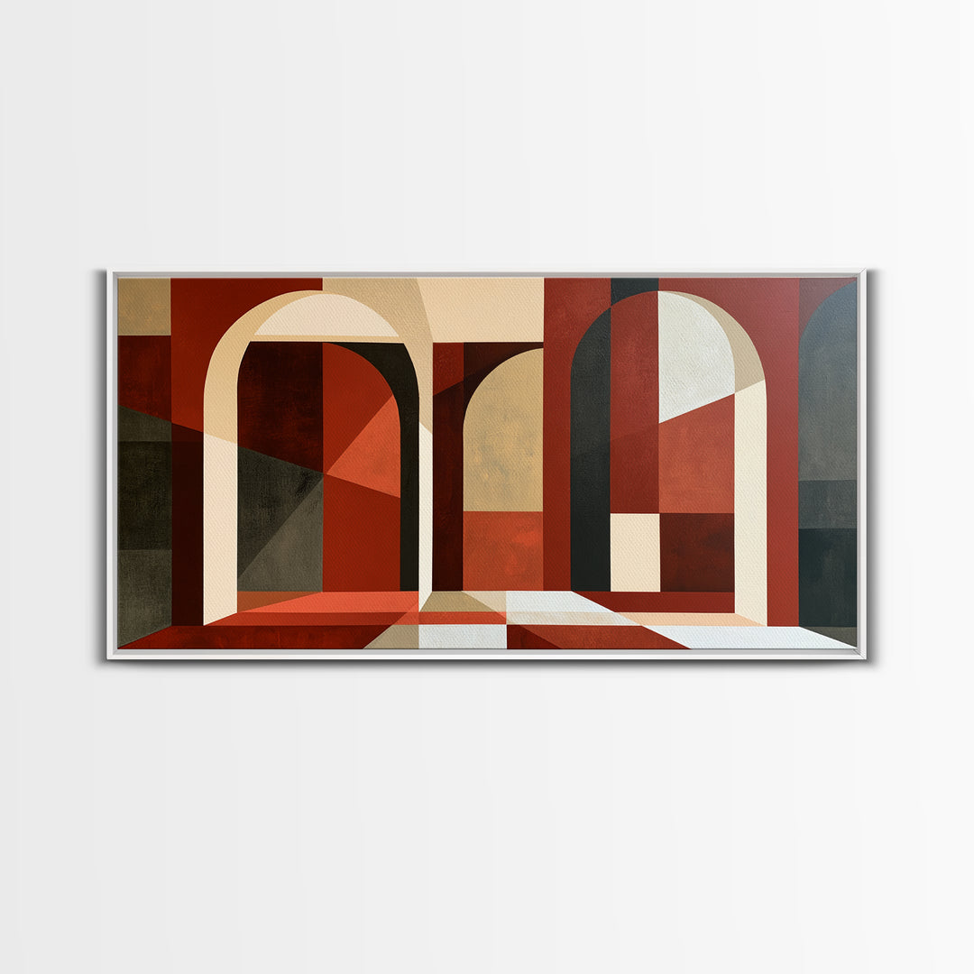 Red Room Interior Abstraction Without Realistic Furniture Canvas Print, Expressionist Art, Modern Art, Living Room Decor, EXP-2x1-87