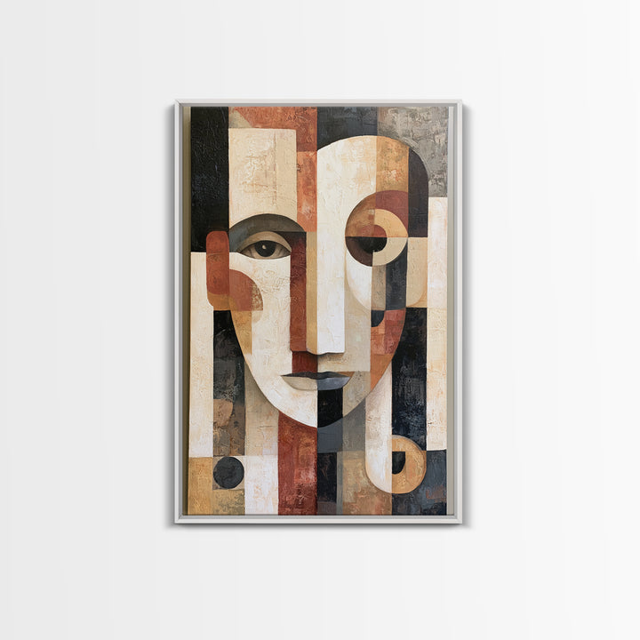 Abstract Face Split by Contrasting Emotions Canvas Print, Expressionist Art, Contemporary Art, Living Room Decor, Expression, EXP-2x3-19
