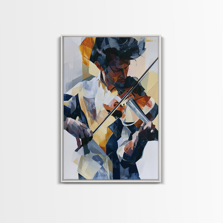 Violinist Painted in Electric Brush Marks Canvas Print, Expressionist Art, Abstract Art, Living Room Decor, Expression, EXP-2x3-45