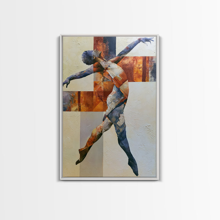 Dancer Figure Fractured into Vibrant Movement Canvas Print, Expressionist Art, Digital Wall Art, Living Room Decor, Expression, EXP-2x3-60