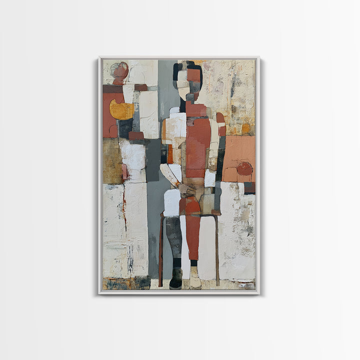 Seated Figure with Raw Gestural Outlines Framed Canvas Print, Expressionist Art, Living Room Decor, Fine Art, Expression, EXP-2x3-63