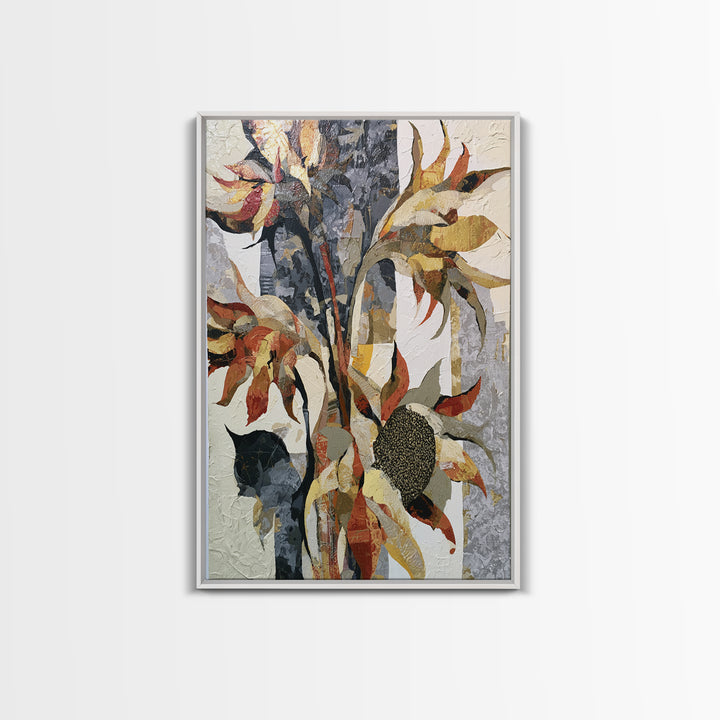 Sunflowers Twisting in Intense Painted Energy Canvas Print, Expressionist Art, Abstract Wall Art, Living Room Decor, Expression, EXP-2x3-88