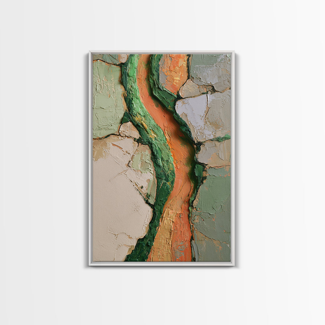 Garden Path with Thick Green and Orange Canvas Print, Expressionist Art, Canvas Art, Living Room Decor, Expression, EXP-2x3-94