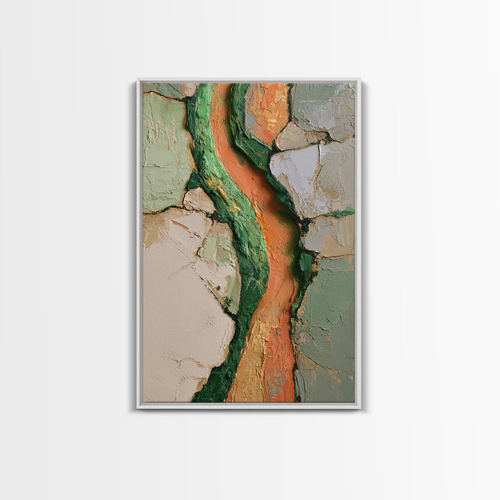 Garden Path with Thick Green and Orange Canvas Print, Expressionist Art, Canvas Art, Living Room Decor, Expression, EXP-2x3-94