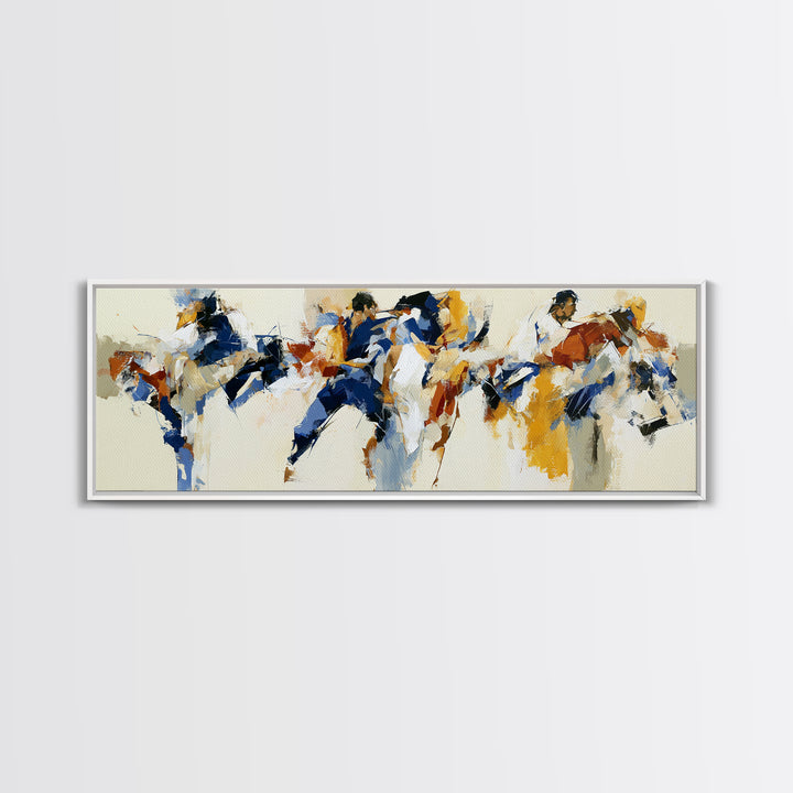 Dancer Figure Fractured into Vibrant Movement Canvas Print, Expressionist Art, Minimalist Wall Art, Living Room Decor, EXP-3x1-20