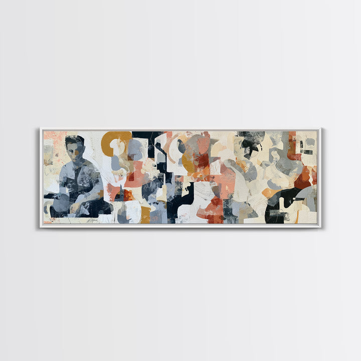 Seated Figure with Raw Gestural Outlines Framed Canvas Print, Expressionist Art, Room Decor, Living Room Decor, Oil Painting, EXP-3x1-23