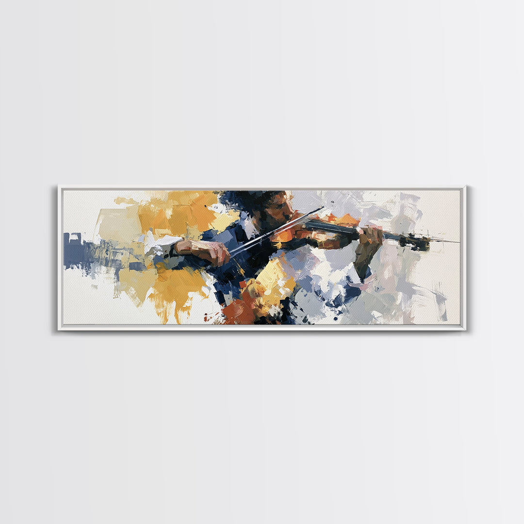 Violinist Painted in Electric Brush Marks Canvas Print, Expressionist Art, Modern Wall Art, Living Room Decor, Oil Painting, EXP-3x1-29