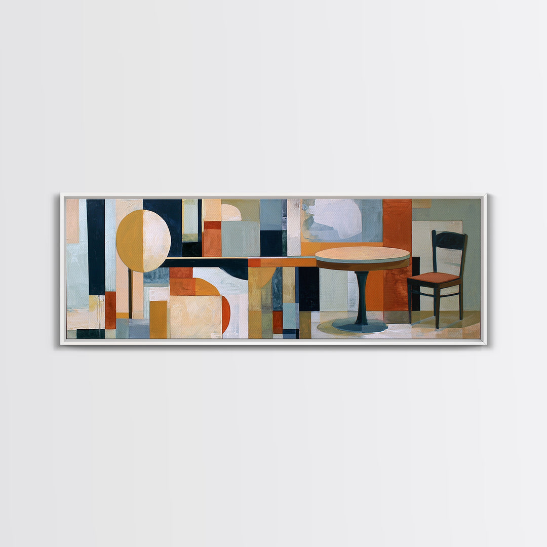 Lonely Caf Table Canvas Print, Expressionist Art, Blue Wall Art, Living Room Decor, Fine Art, Expression, Luxury Decor, EXP-3x1-45