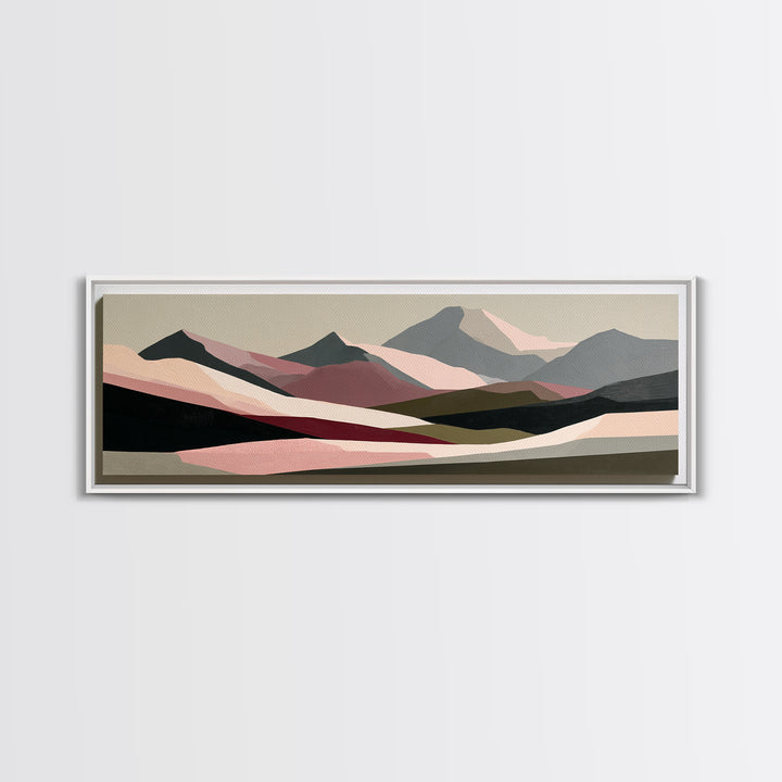 Mountain Landscape in Vibrating Color Bands Canvas Print, Expressionist Art, Gallery Wall Art, Living Room Decor, Expression, EXP-3x1-61