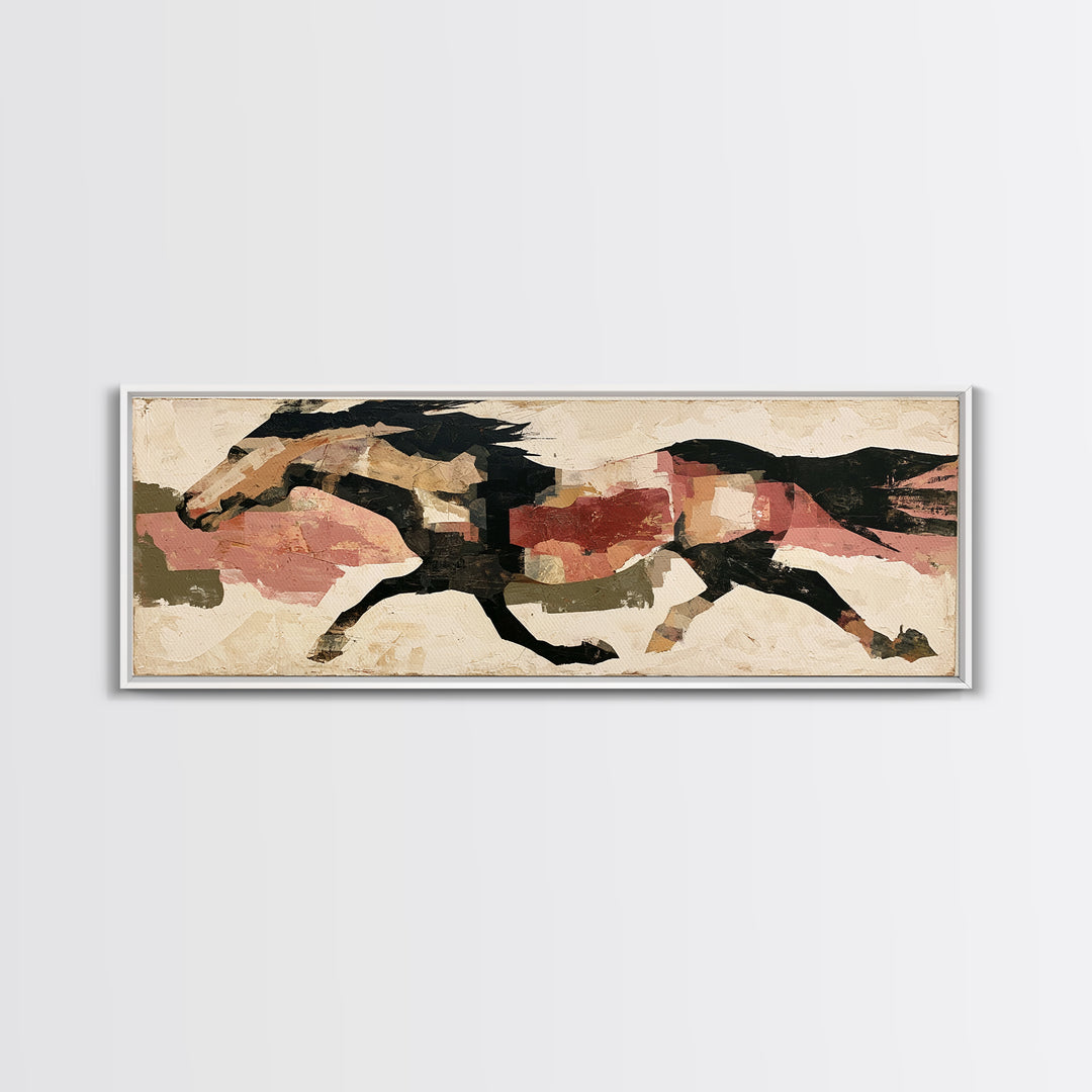 Expressionist Horse in Motion with Wild Mane Canvas Print, Expressionist Art, Modern Wall Art, Living Room Decor, Expression, EXP-3x1-74