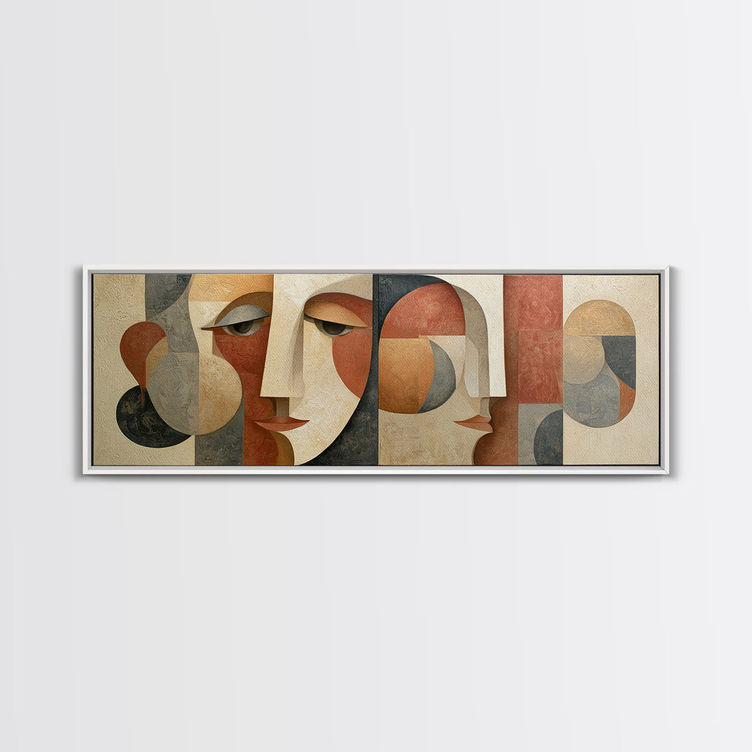 Abstract Face Split by Contrasting Emotions Canvas Print, Expressionist Art, Canvas Art, Living Room Decor, Expression, EXP-3x1-75