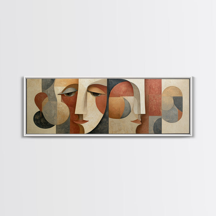 Abstract Face Split by Contrasting Emotions Canvas Print, Expressionist Art, Canvas Art, Living Room Decor, Expression, EXP-3x1-75