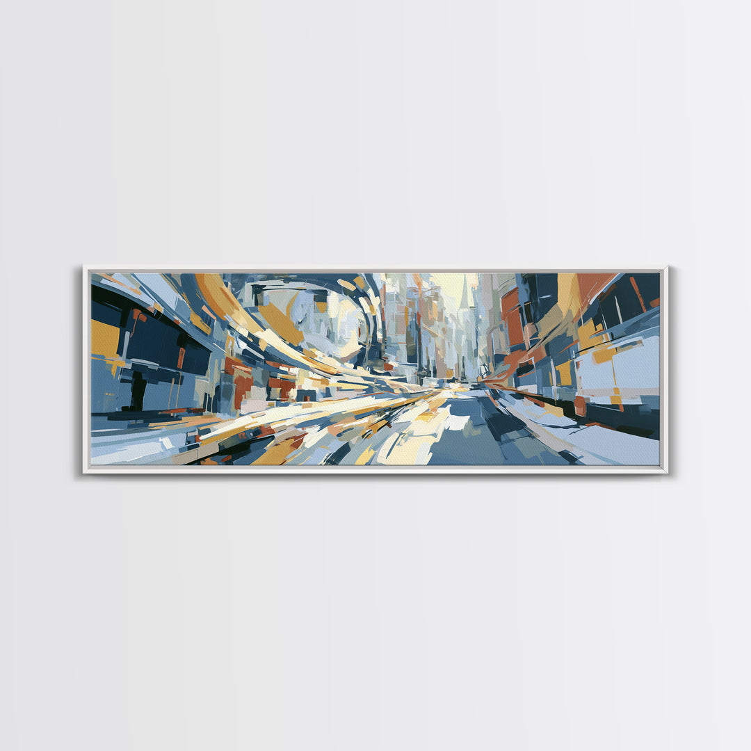 Distorted City Street Framed Canvas Print, Expressionist Art, Boho Decor, Living Room Decor, Oil Painting, Expression, EXP-3x1-89
