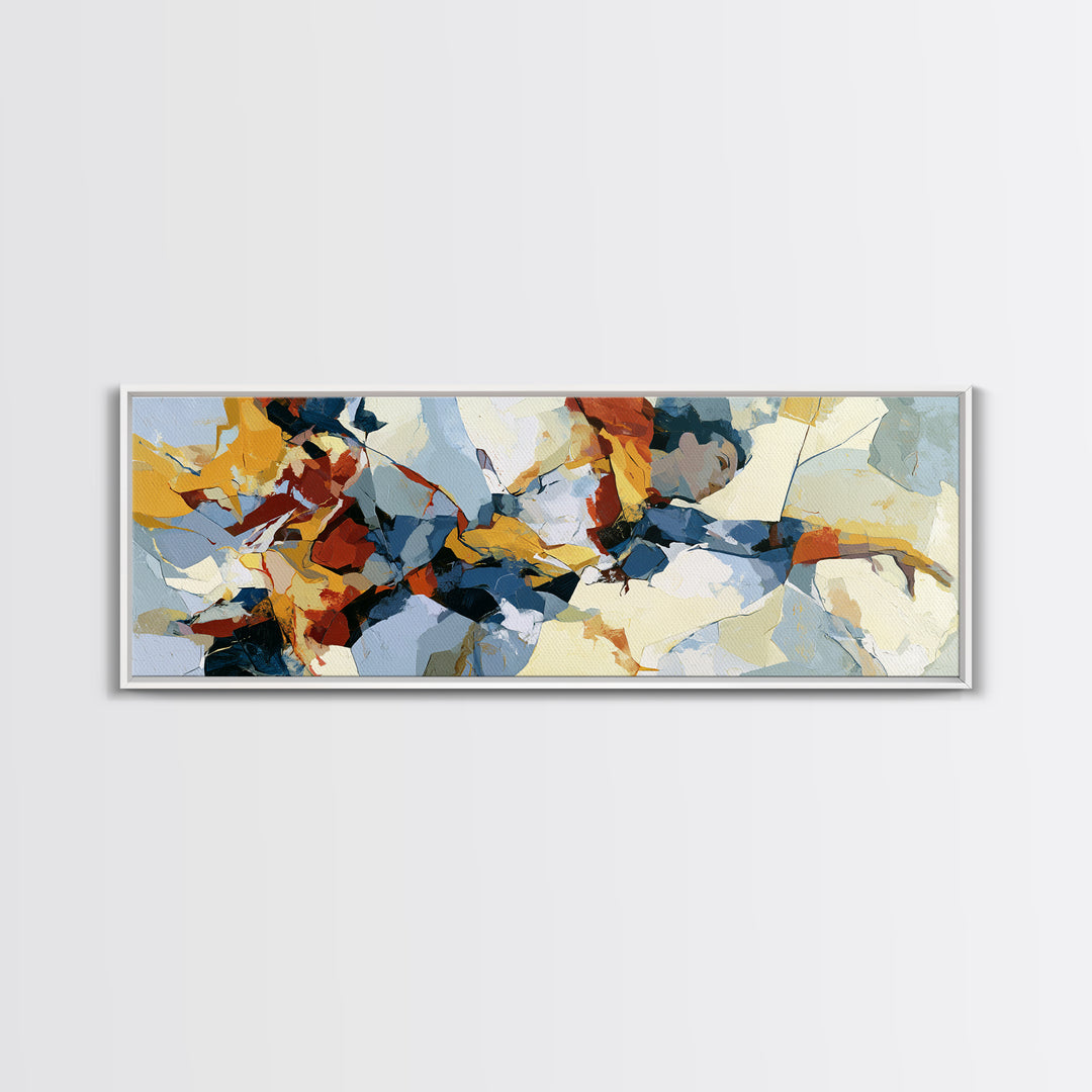 Dancer Figure Fractured into Vibrant Movement Canvas Print, Expressionist Art, Digital Art, Living Room Decor, Expression, EXP-3x1-92