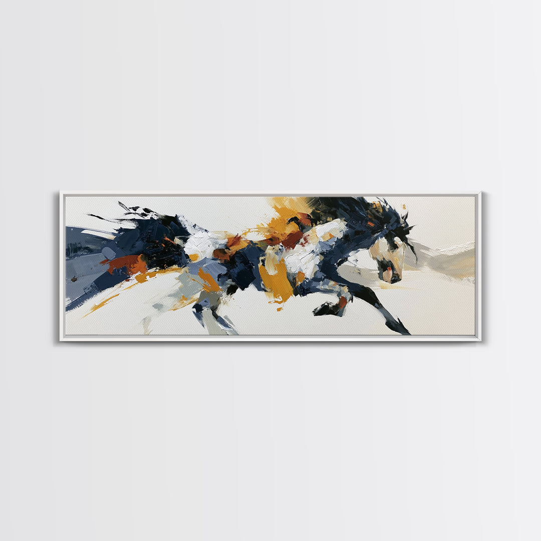 Expressionist Horse in Motion with Wild Mane Canvas Print, Expressionist Art, Minimalist Wall Art, Living Room Decor, EXP-3x1-98